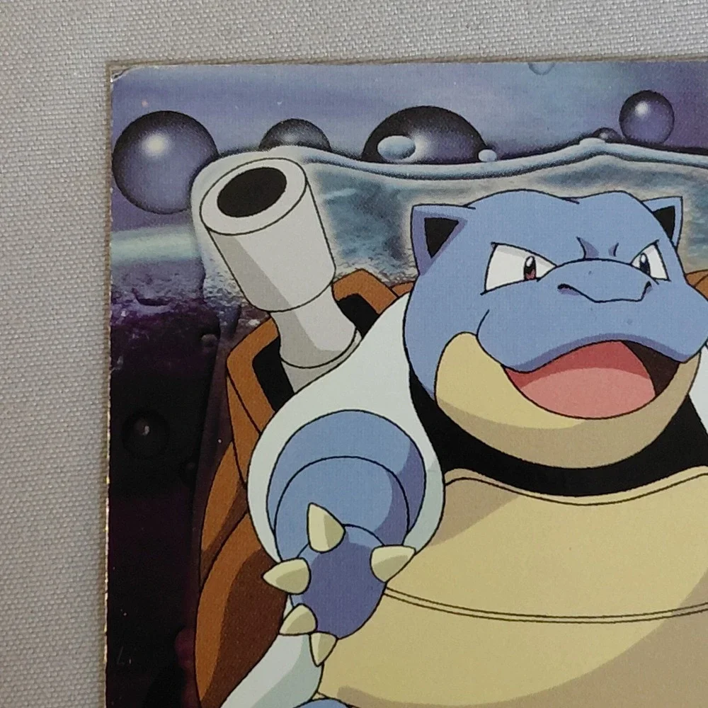 1999 Topps Pokemon Blastoise E9 Rainbow Holo Foil Blue Logo Movie Evolution